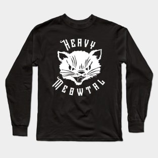 Heavy Meowtal Cat Heavy Metal Logo Long Sleeve T-Shirt